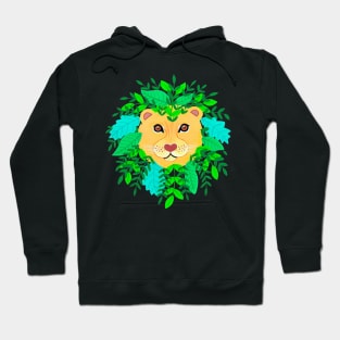 botanical gouache painted lion Hoodie